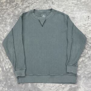 Aerie Sweater Womens XS Green Thermal Waffle Knit Long Sleeve Pullover Lounge